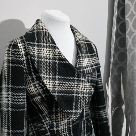 DYNAMITE wool blend asymmetrical plaid jacket - Picture 5 of 13
